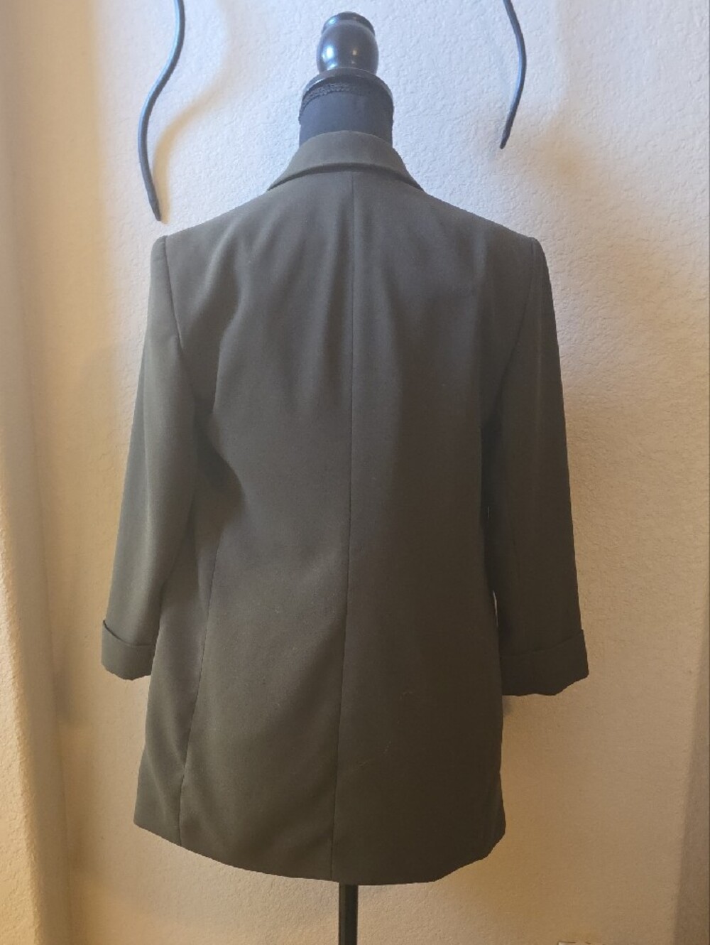 Express Olive Green Open-Front Women's Blazer - Picture 3 of 6